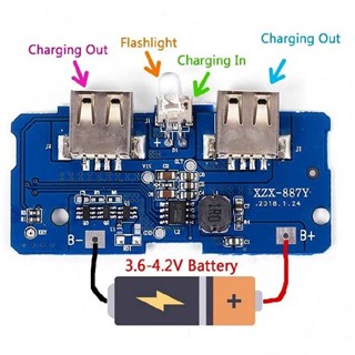 ماژول پاور بانک داراي دو خروجي 5V 1A - 2A USB